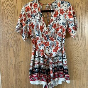 Blue Rain Floral Romper